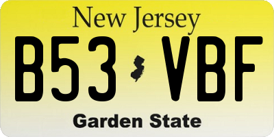 NJ license plate B53VBF