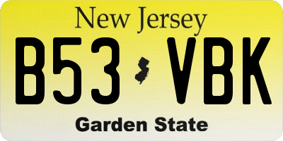 NJ license plate B53VBK