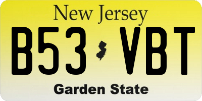 NJ license plate B53VBT