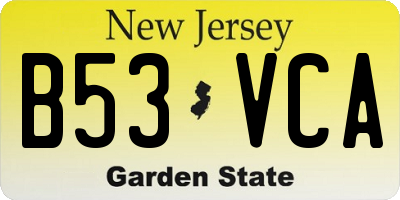 NJ license plate B53VCA