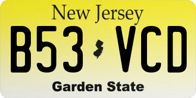 NJ license plate B53VCD