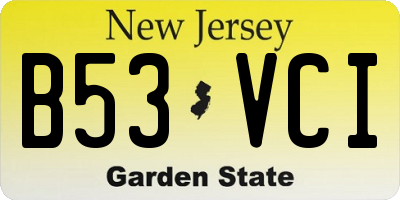 NJ license plate B53VCI