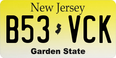 NJ license plate B53VCK