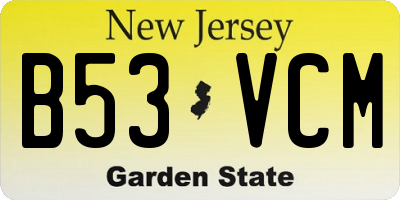 NJ license plate B53VCM