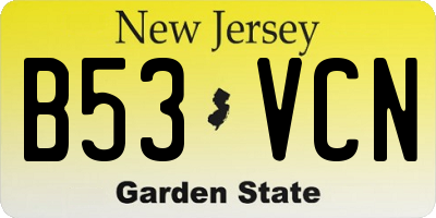 NJ license plate B53VCN