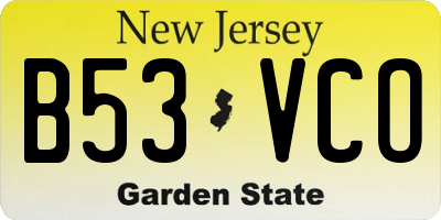 NJ license plate B53VCO
