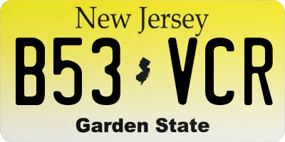 NJ license plate B53VCR