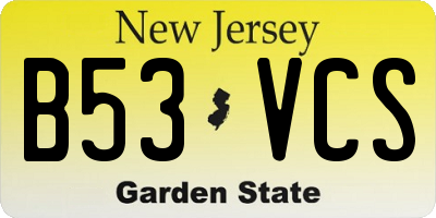 NJ license plate B53VCS