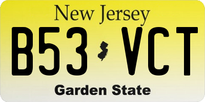 NJ license plate B53VCT