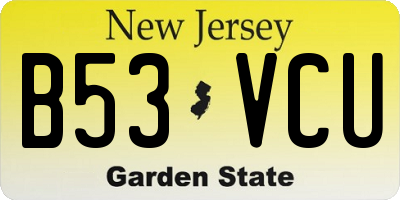 NJ license plate B53VCU