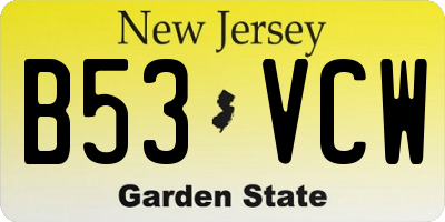 NJ license plate B53VCW