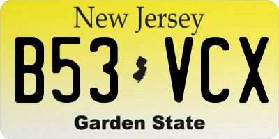 NJ license plate B53VCX