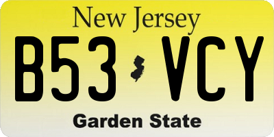 NJ license plate B53VCY