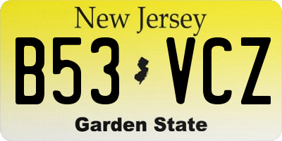 NJ license plate B53VCZ