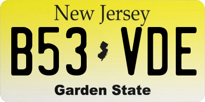 NJ license plate B53VDE