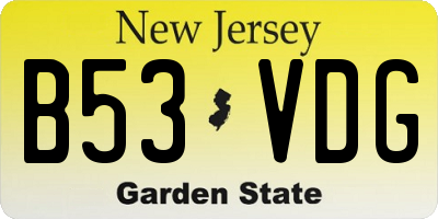 NJ license plate B53VDG