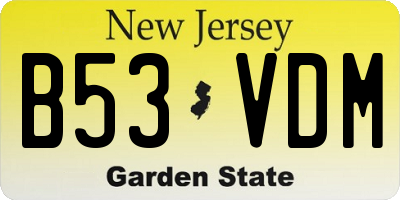 NJ license plate B53VDM