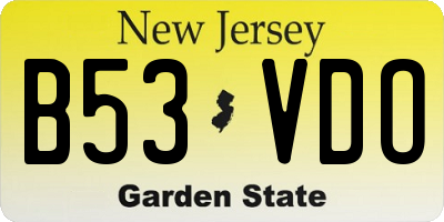 NJ license plate B53VDO