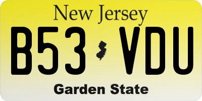 NJ license plate B53VDU