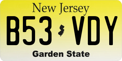 NJ license plate B53VDY