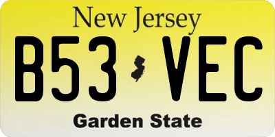 NJ license plate B53VEC