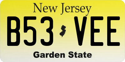 NJ license plate B53VEE