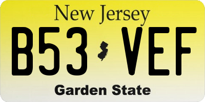 NJ license plate B53VEF