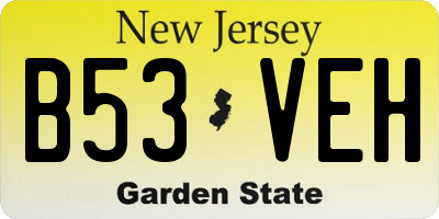 NJ license plate B53VEH