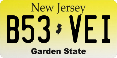 NJ license plate B53VEI