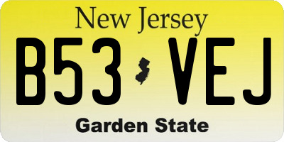 NJ license plate B53VEJ
