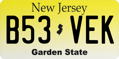 NJ license plate B53VEK