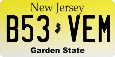 NJ license plate B53VEM