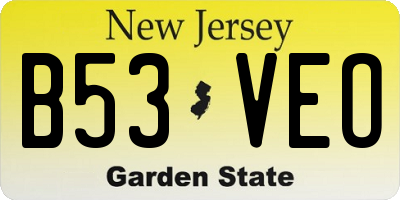 NJ license plate B53VEO
