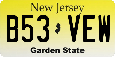 NJ license plate B53VEW
