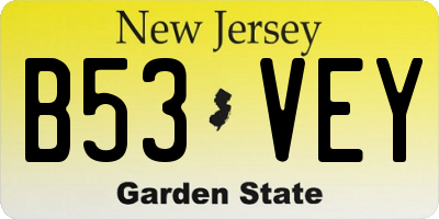 NJ license plate B53VEY