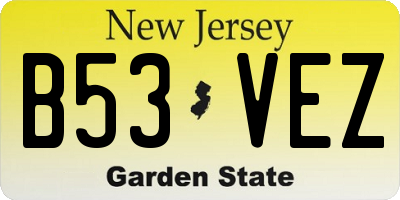 NJ license plate B53VEZ