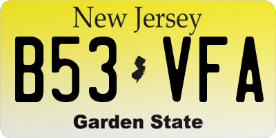 NJ license plate B53VFA