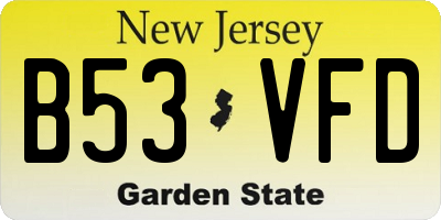NJ license plate B53VFD
