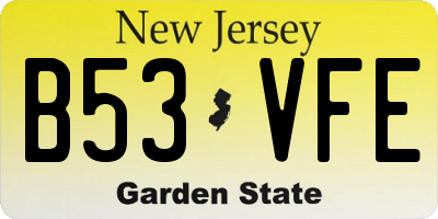 NJ license plate B53VFE