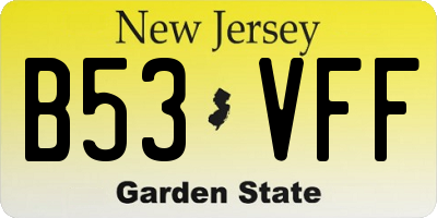NJ license plate B53VFF