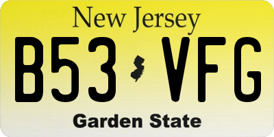NJ license plate B53VFG