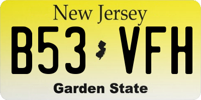 NJ license plate B53VFH