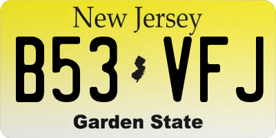 NJ license plate B53VFJ