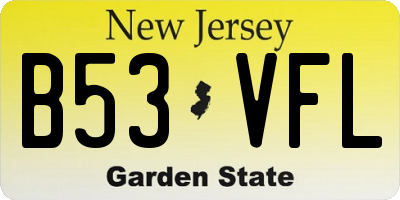 NJ license plate B53VFL