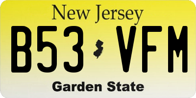 NJ license plate B53VFM