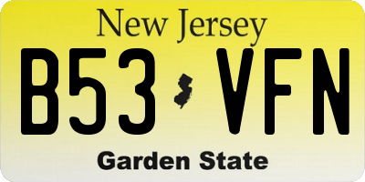NJ license plate B53VFN