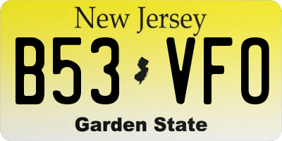 NJ license plate B53VFO