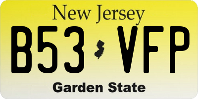 NJ license plate B53VFP