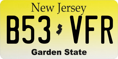 NJ license plate B53VFR