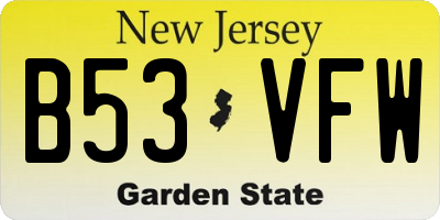 NJ license plate B53VFW